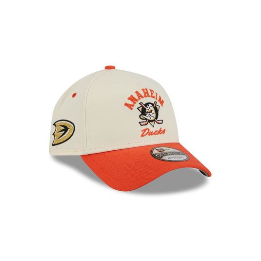 Anaheim Ducks Chrome White Arched 9FORTY A-Frame Snapback Hat - New Era Cap