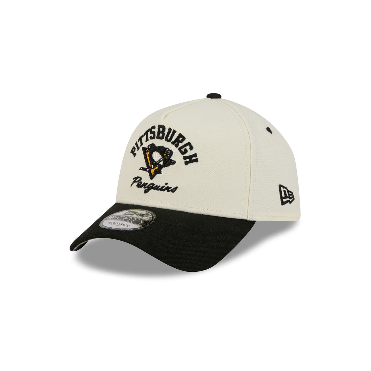 Pittsburgh Penguins Chrome White Arched 9FORTY A-Frame Snapback Hat
