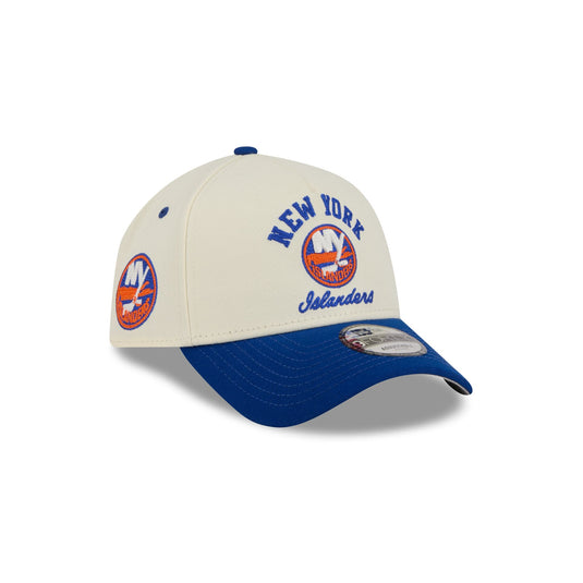 New York Islanders Chrome White Arched 9FORTY A-Frame Snapback Hat - New Era Cap