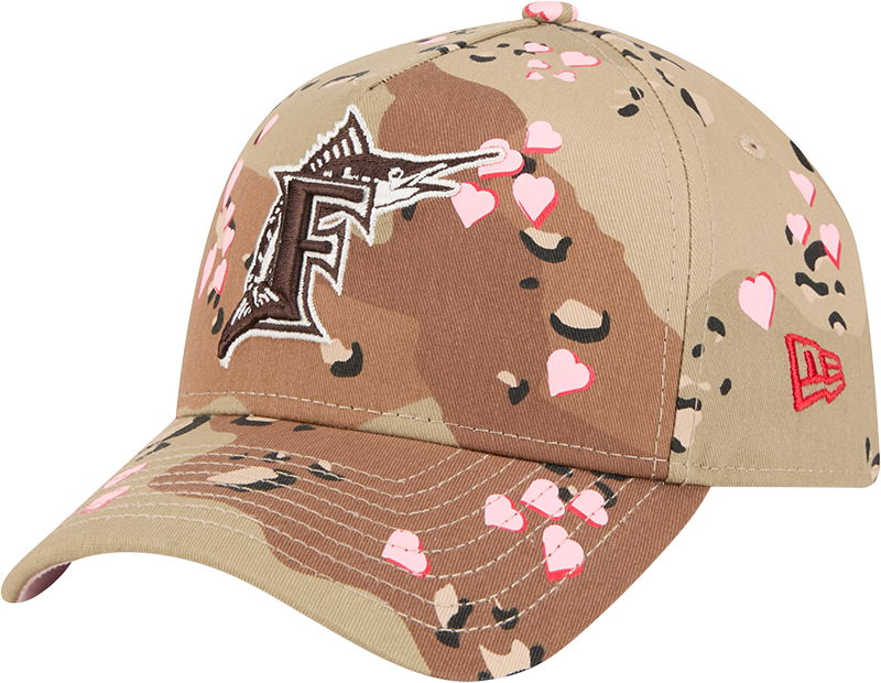 Miami Marlins Camo Hearts 9FORTY A-Frame Snapback Hat