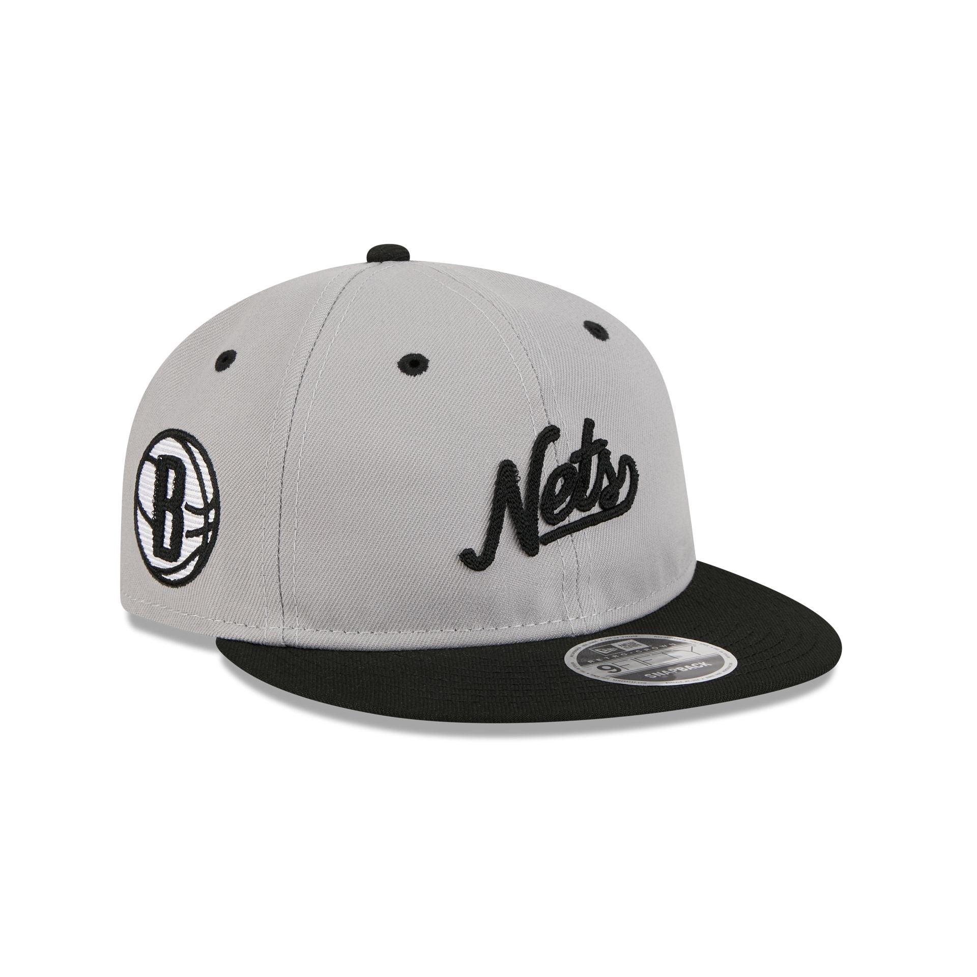 Brooklyn Nets Chainstitch Script Retro Crown 9FIFTY Snapback Hat