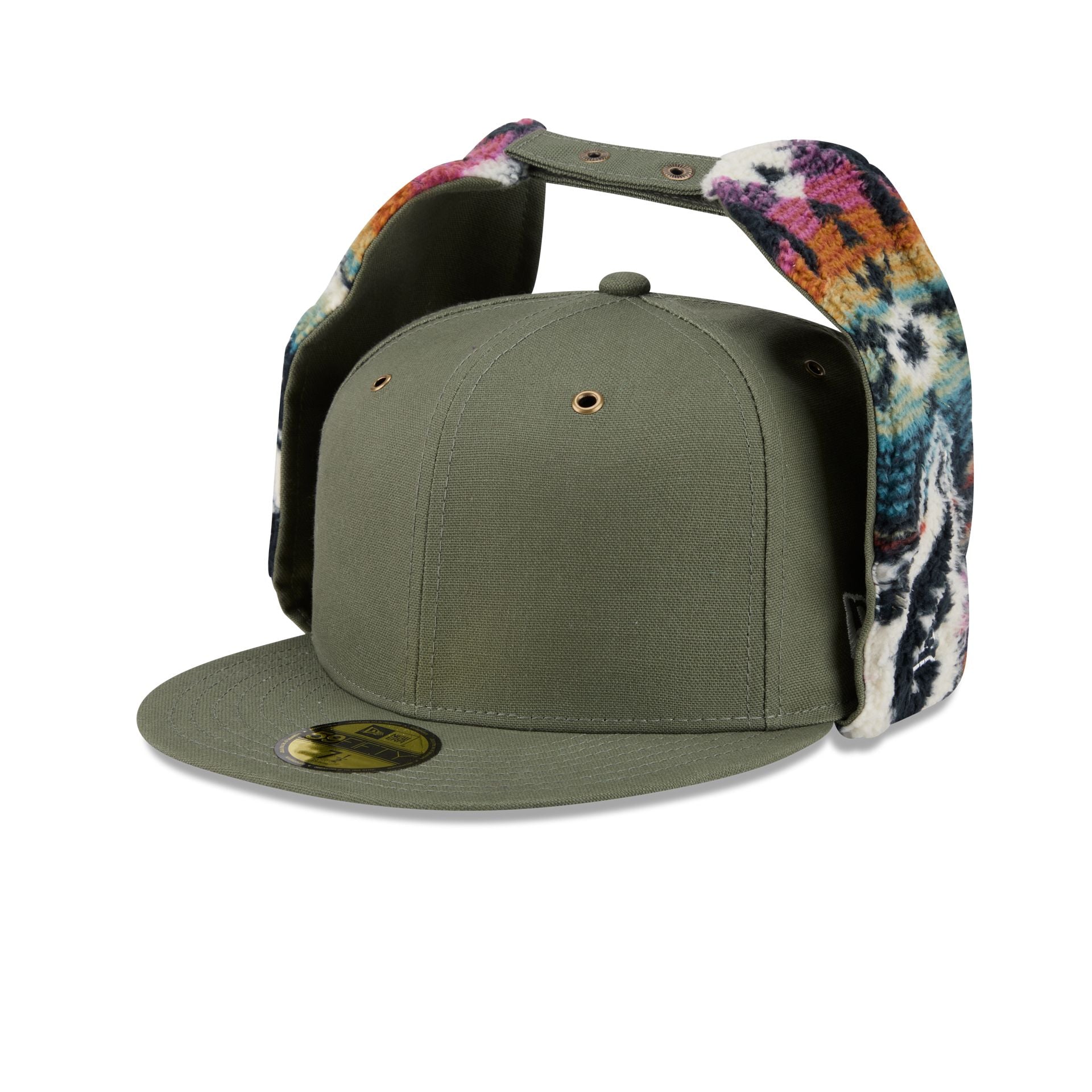 New Era Cap Canvas Olive Dog Ear 59FIFTY Fitted Hat