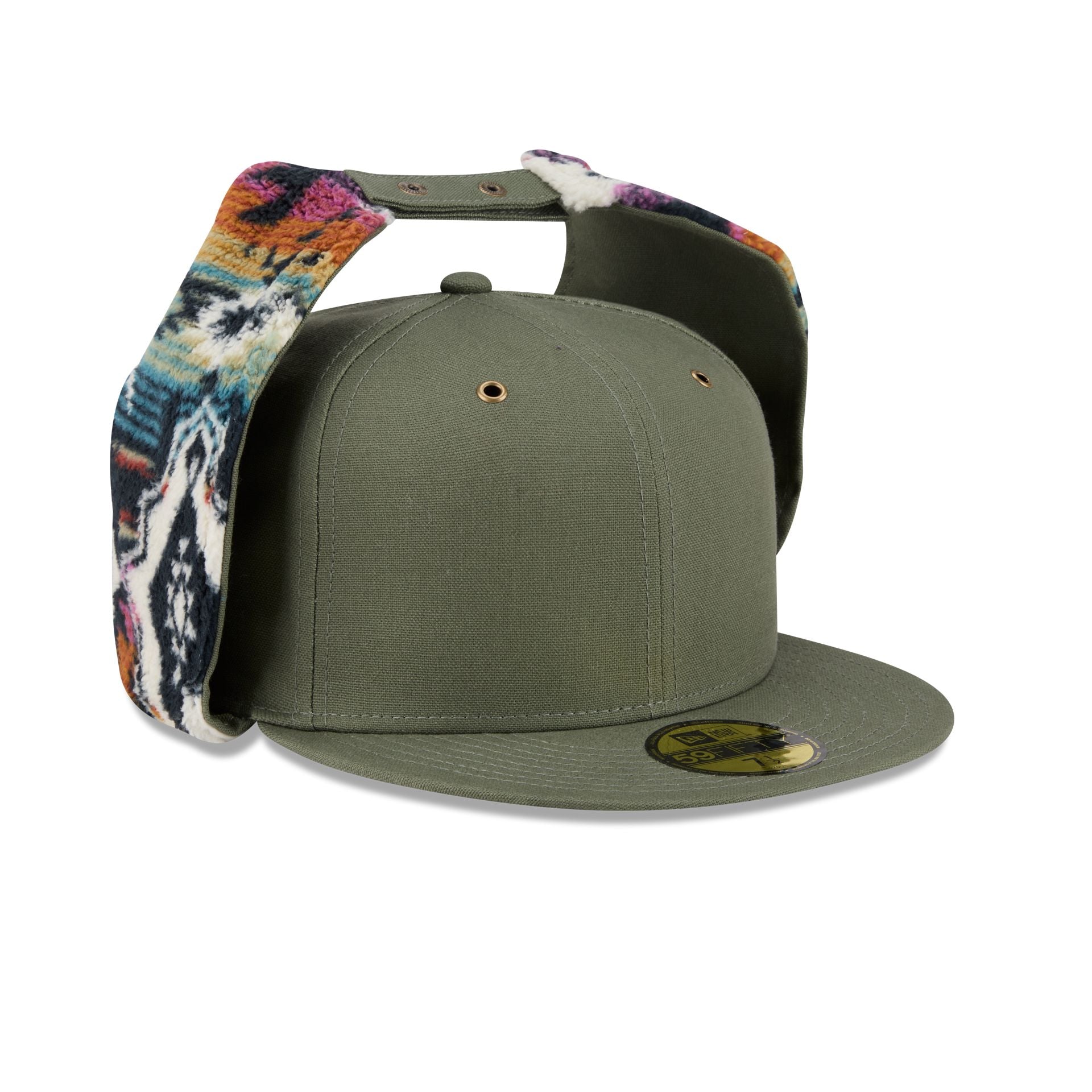 New Era Cap Canvas Olive Dog Ear 59FIFTY Fitted Hat