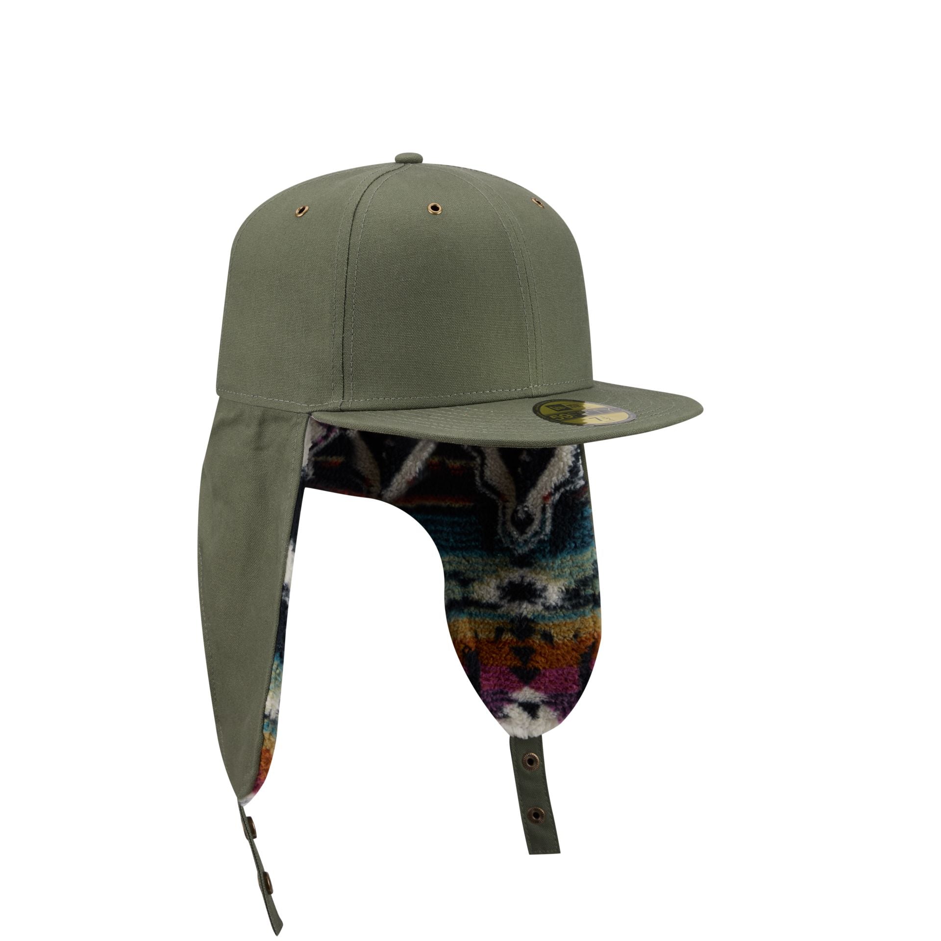 New Era Cap Canvas Olive Dog Ear 59FIFTY Fitted Hat