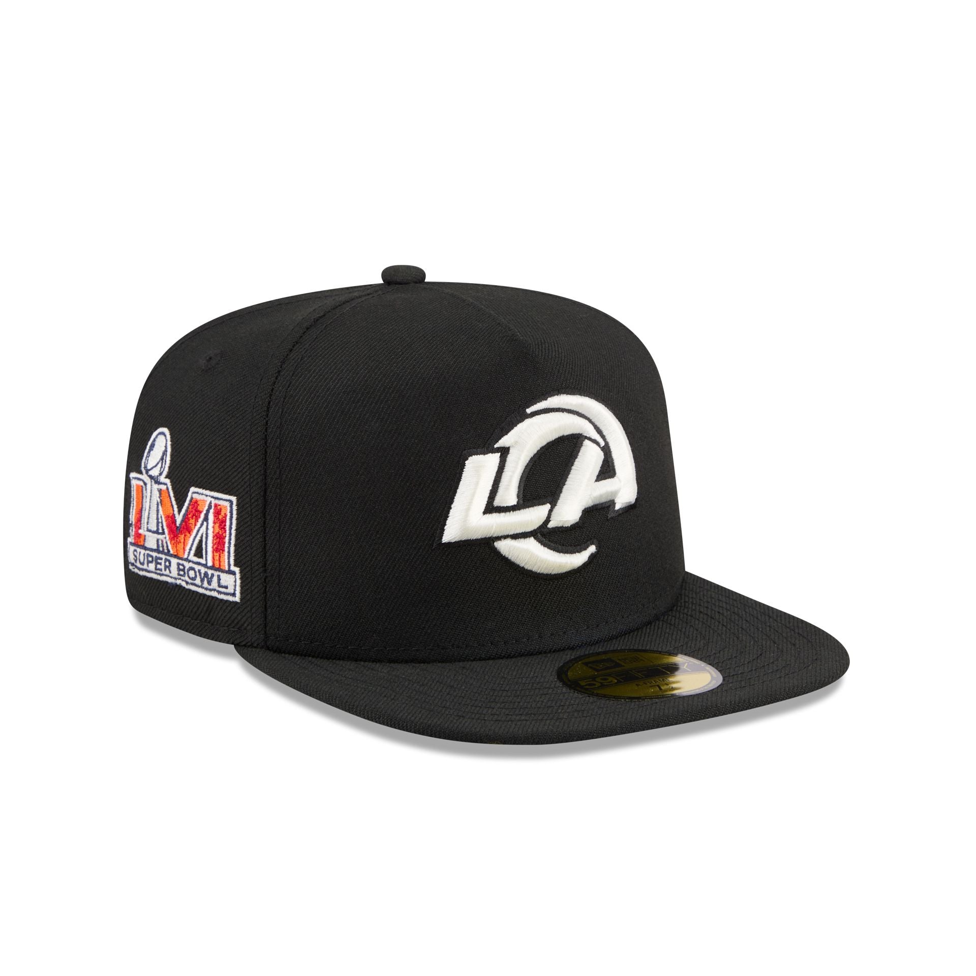 Just Caps Chiseled Logo Los Angeles Rams 59FIFTY A-Frame Fitted Hat