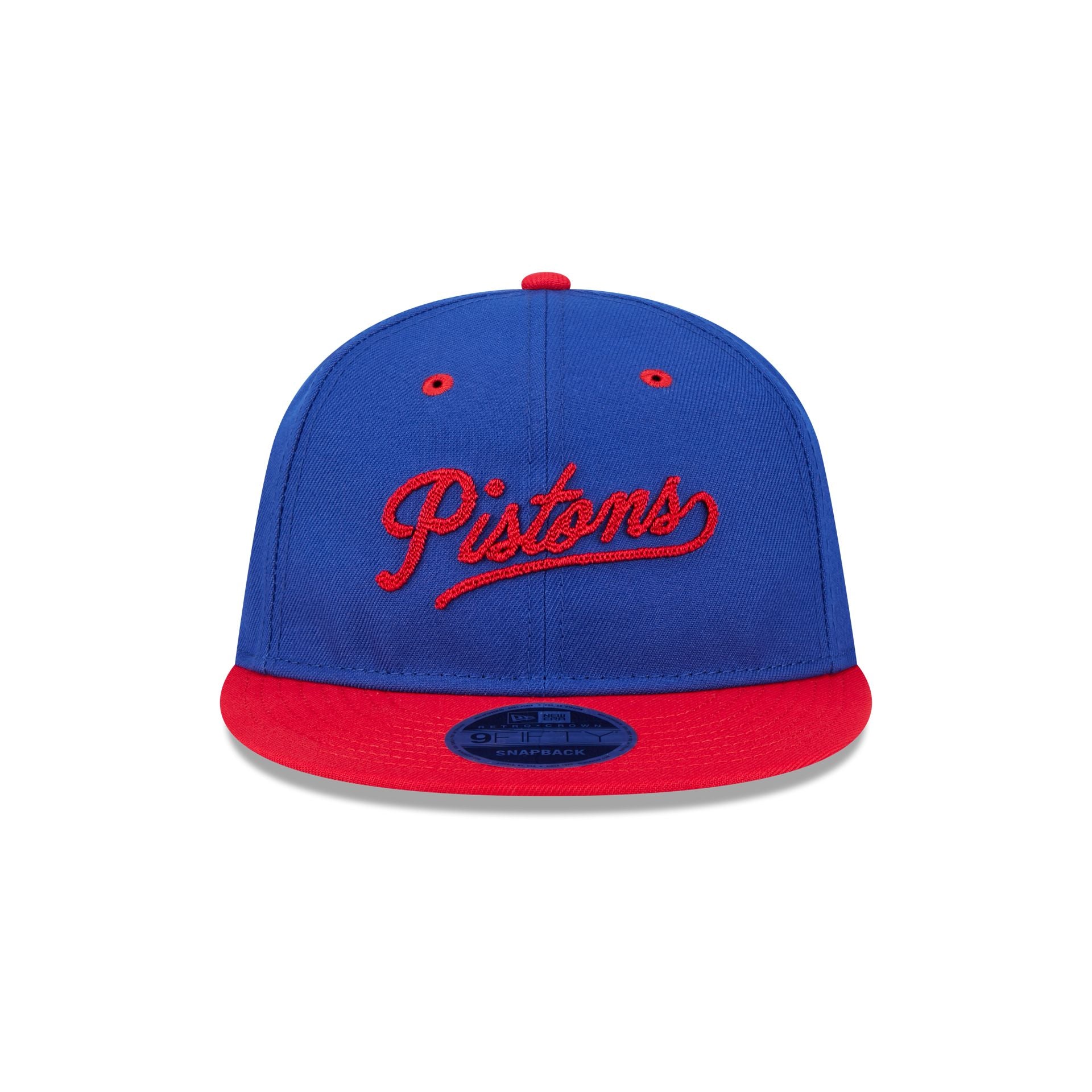 Detroit Pistons Chainstitch Script Retro Crown 9FIFTY Snapback Hat