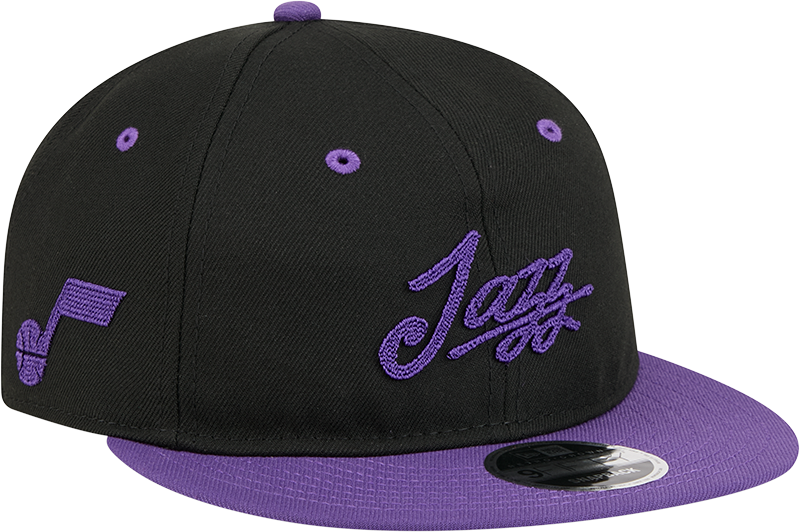 Utah Jazz Chainstitch Script Retro Crown 9FIFTY Snapback Hat