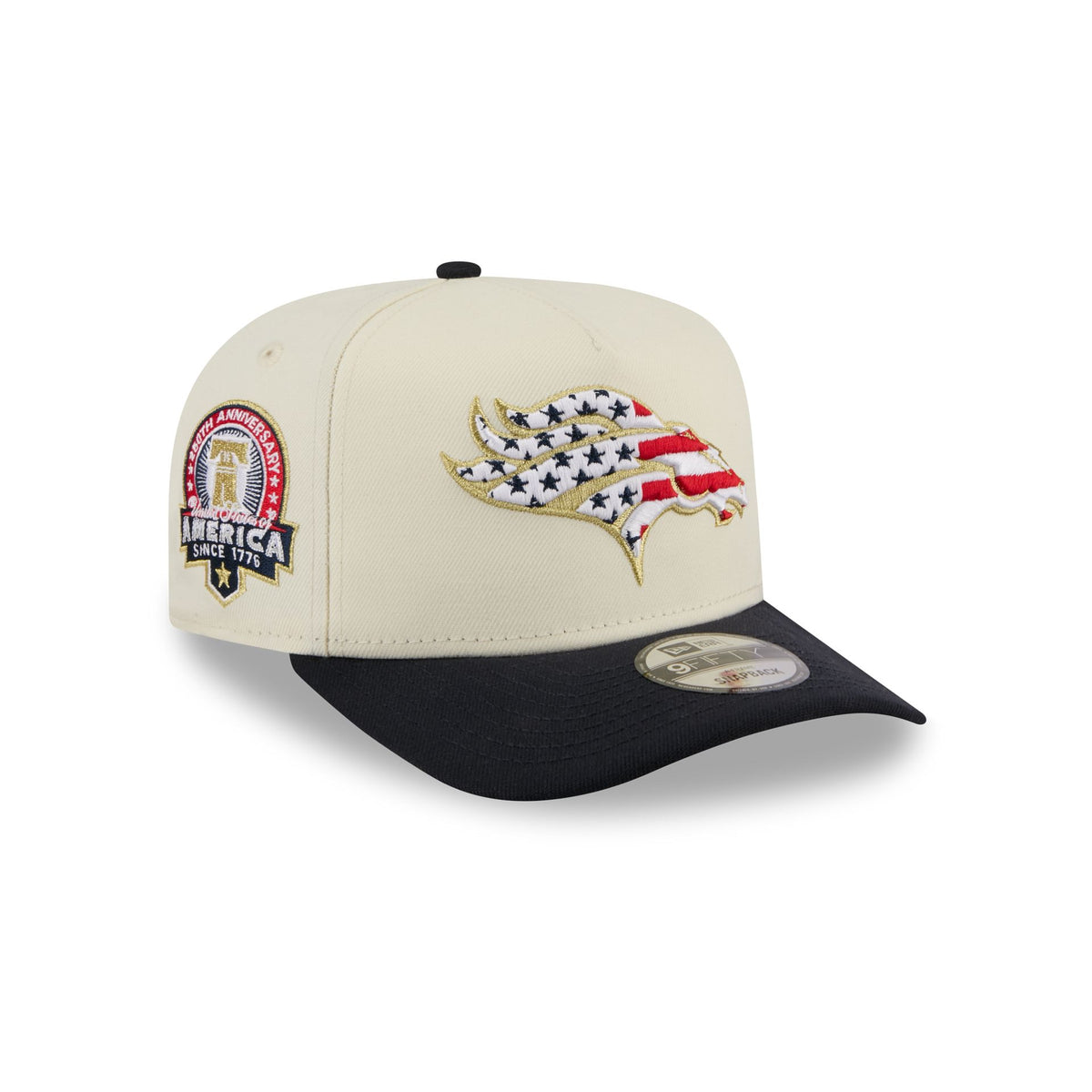 Denver Broncos Chrome White Stars and Stripes 9FIFTY A-Frame Snapback Hat