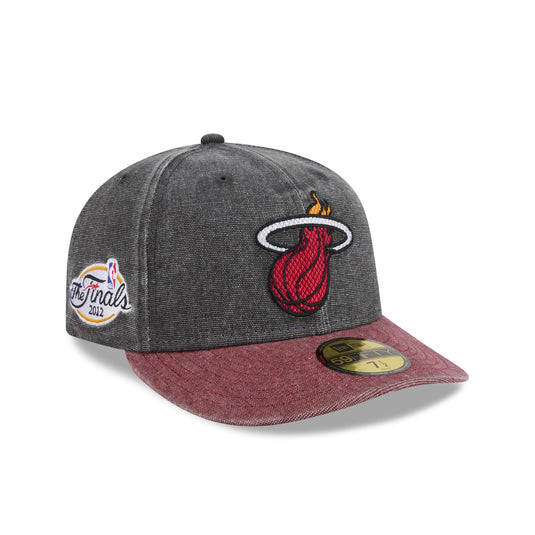 Miami Heat Hardwood Classics Diamond Stitch Gray 59FIFTY Fitted Hat - New Era Cap