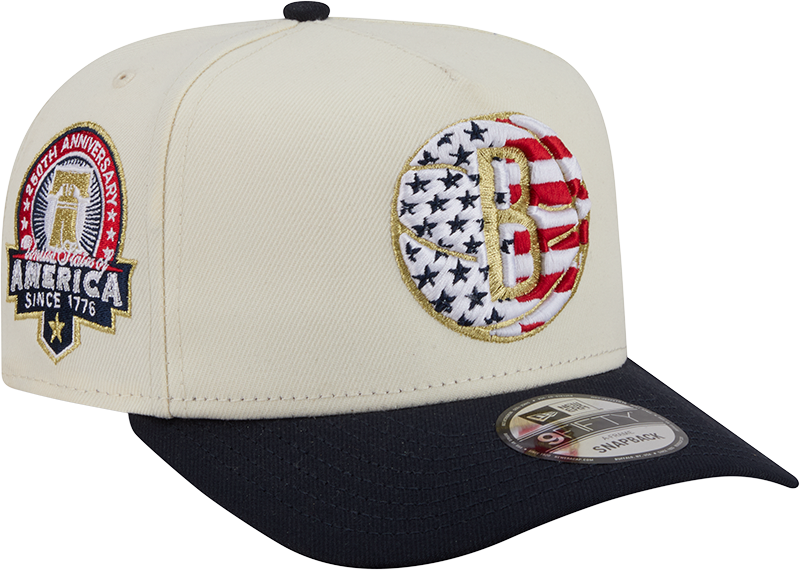 Brooklyn Nets Chrome White Stars and Stripes 9FIFTY A-Frame Snapback Hat