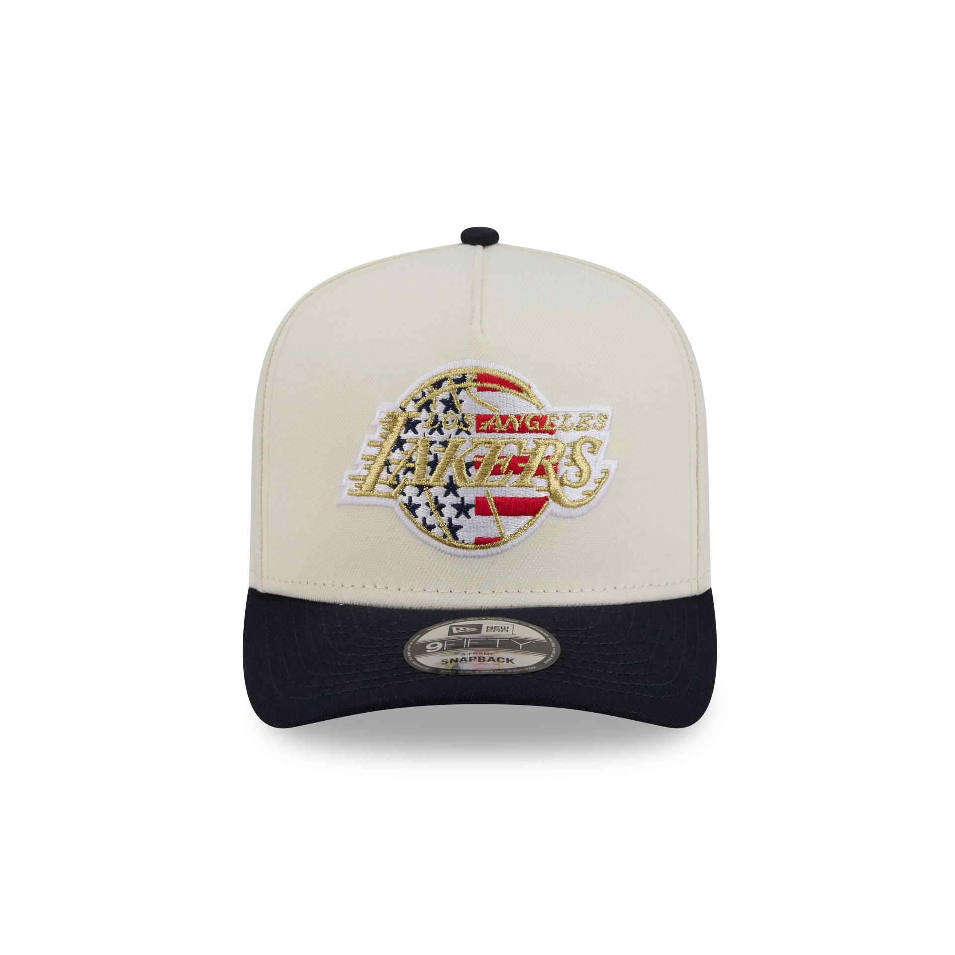 Los Angeles Lakers Chrome White Stars and Stripes 9FIFTY A-Frame Snapback Hat