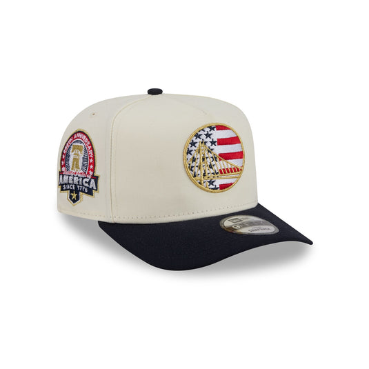 Golden State Warriors Chrome White Stars and Stripes 9FIFTY A-Frame Snapback Hat - New Era Cap