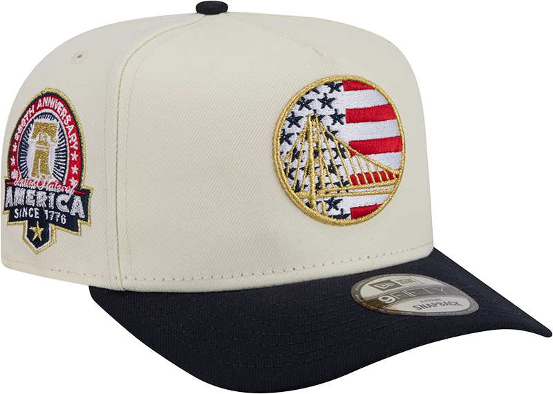 Golden State Warriors Chrome White Stars and Stripes 9FIFTY A-Frame Snapback Hat