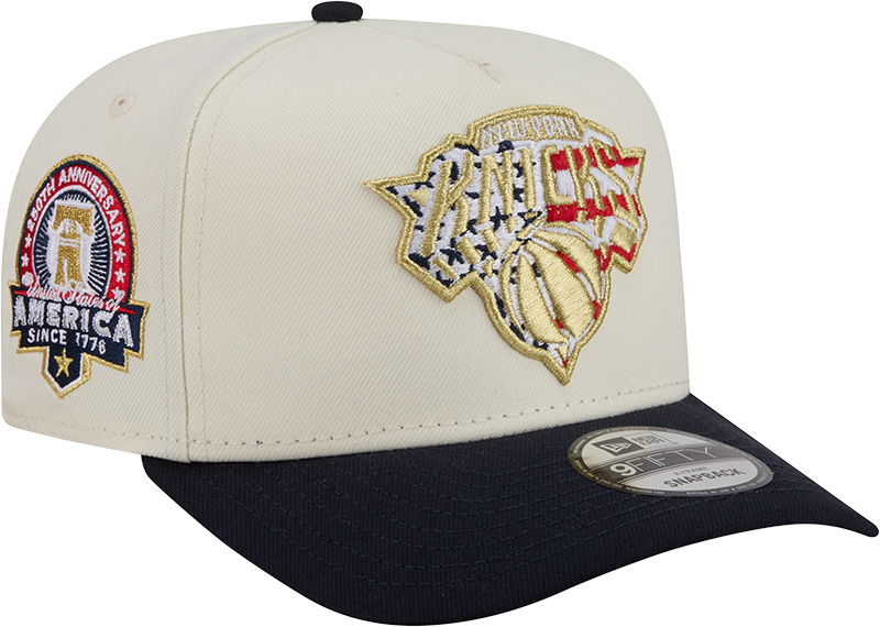 New York Knicks Chrome White Stars and Stripes 9FIFTY A-Frame Snapback Hat