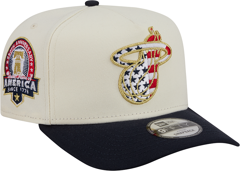 Miami Heat Chrome White Stars and Stripes 9FIFTY A-Frame Snapback Hat