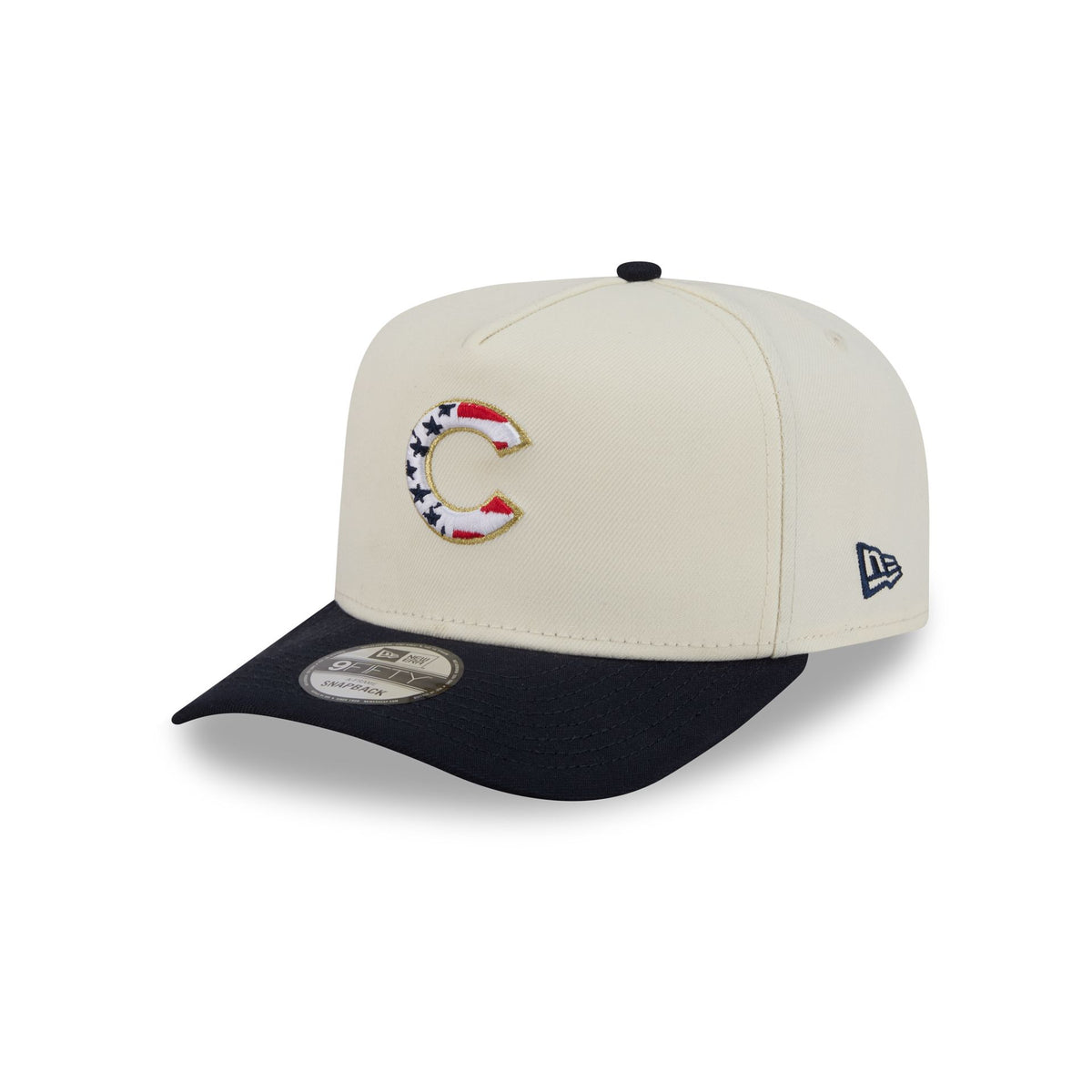 Chicago Cubs Chrome White Stars and Stripes 9FIFTY A-Frame Snapback Hat