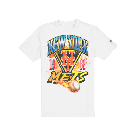 New York Mets Lifestyle Graphics Fireball White T-Shirt - New Era Cap