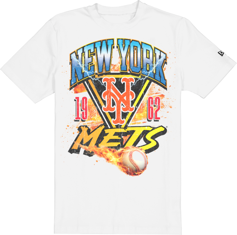 New York Mets Lifestyle Graphics Fireball White T-Shirt