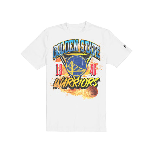 Golden State Warriors Lifestyle Graphics Fireball White T-Shirt - New Era Cap