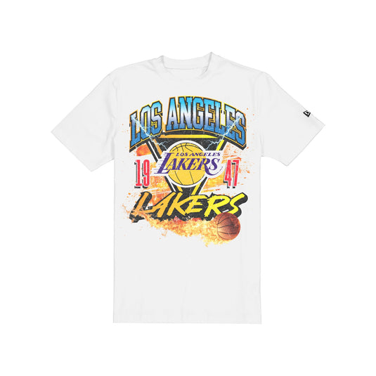 Los Angeles Lakers Lifestyle Graphics Fireball White T-Shirt - New Era Cap