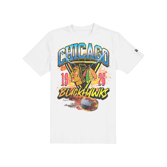 Chicago Blackhawks Lifestyle Graphics Fireball White T-Shirt - New Era Cap