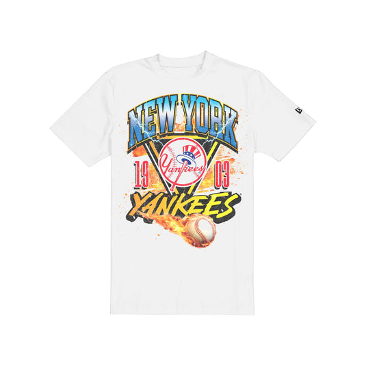 New York Yankees Lifestyle Graphics Fireball White T-Shirt - New Era Cap