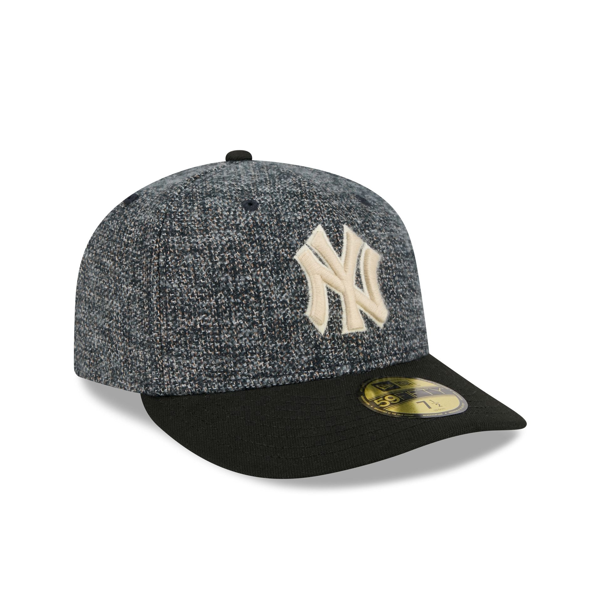 New York Yankees Three Looms Tweedy Cotton Black 59FIFTY Fitted Hat