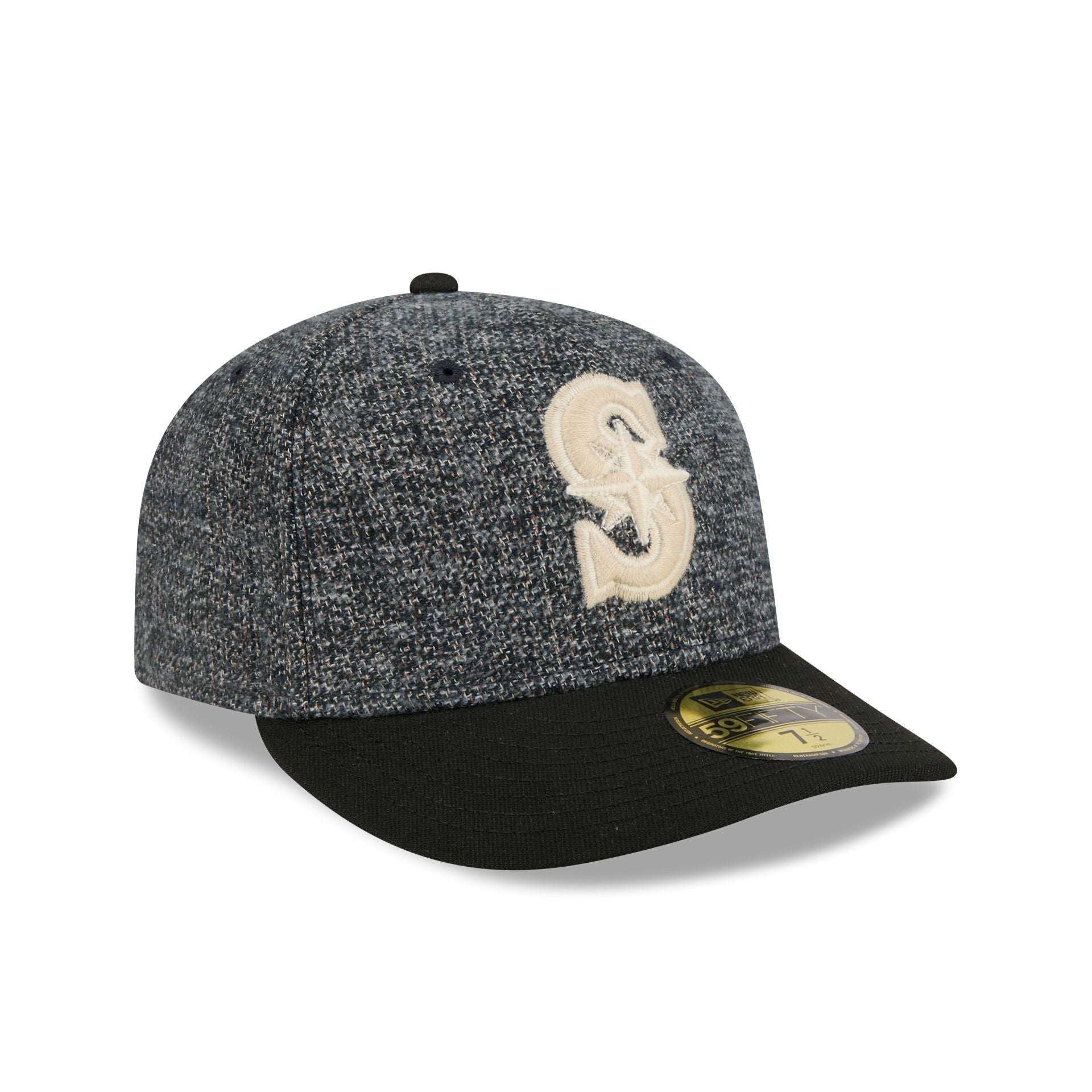 Seattle Mariners Three Looms Tweedy Cotton Black 59FIFTY Fitted Hat