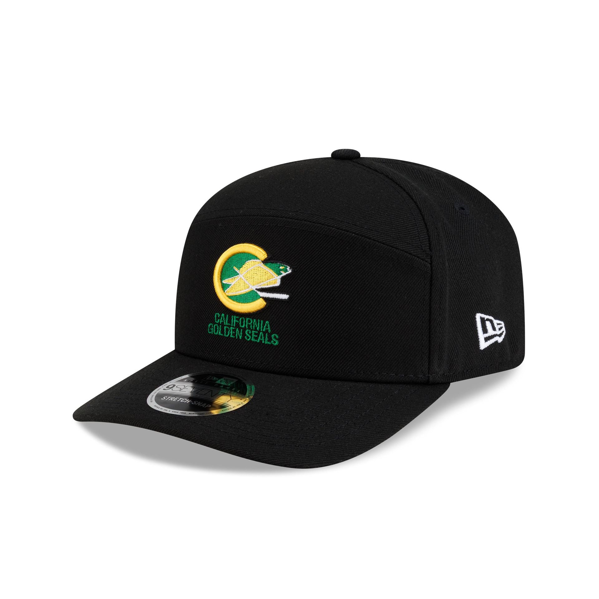 California Golden Seals Poly Split Panel 9SEVENTY Stretch-Snap Hat