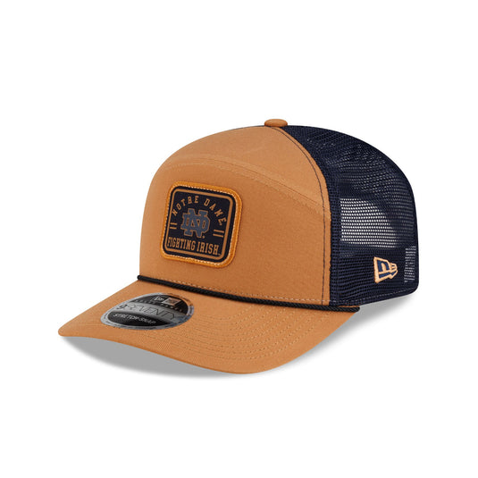 Notre Dame Fighting Irish Light Bronze Split Panel 9SEVENTY Trucker Hat - New Era Cap