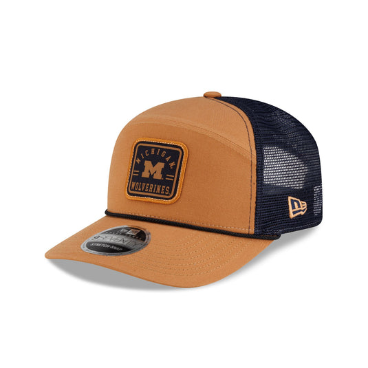 Michigan Wolverines Light Bronze Split Panel 9SEVENTY Trucker Hat - New Era Cap