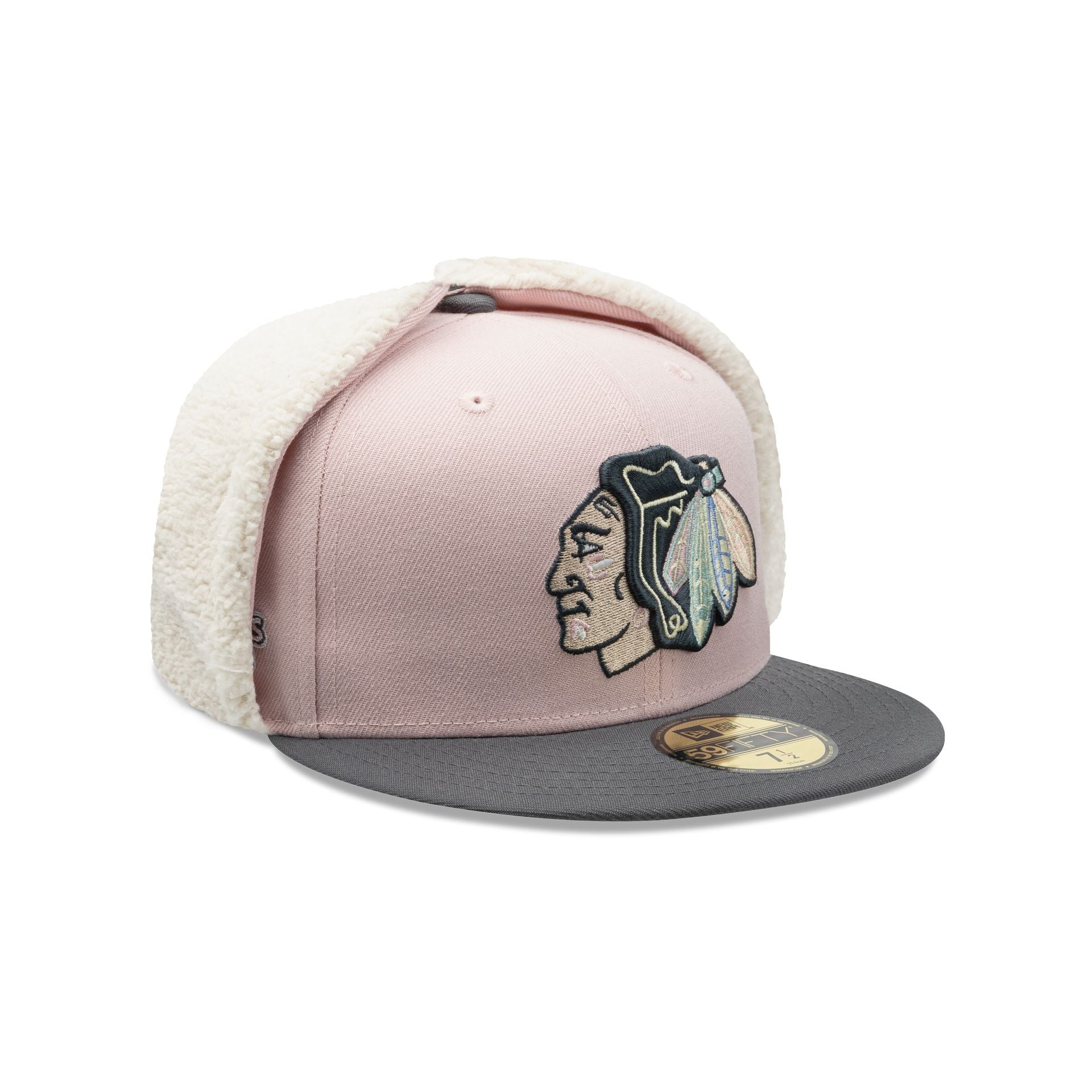 Chicago Blackhawks Patches Pink Dog Ear 59FIFTY Fitted Hat
