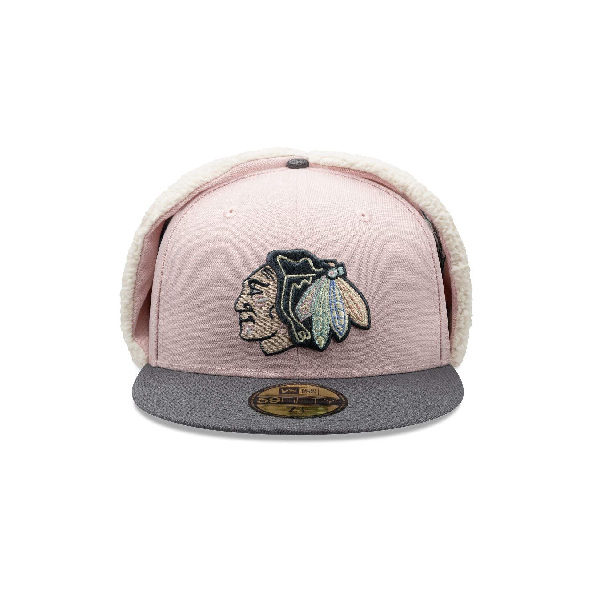 Chicago Blackhawks Patches Pink Dog Ear 59FIFTY Fitted Hat