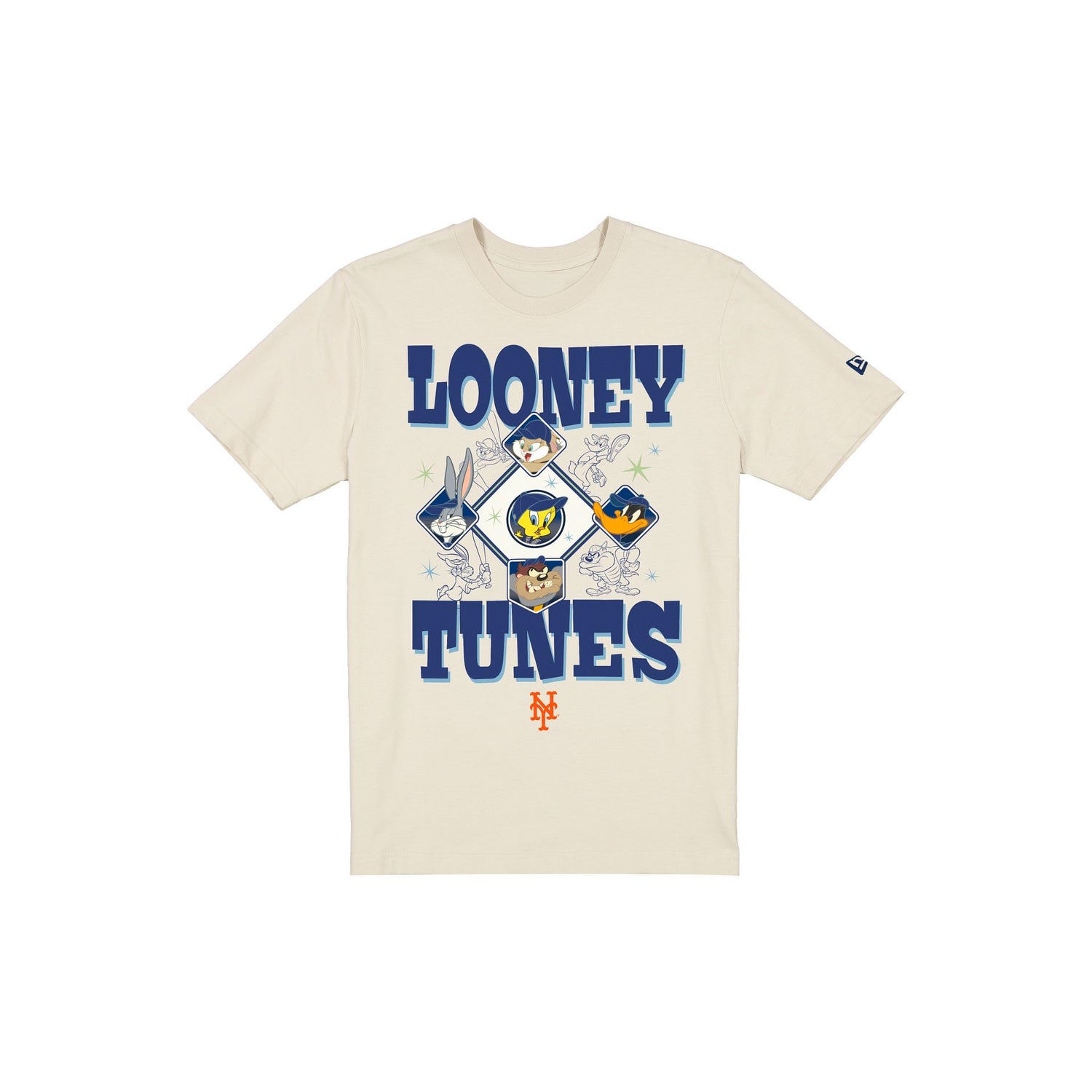 New York Mets Looney Tunes Diamond Chrome White T-Shirt