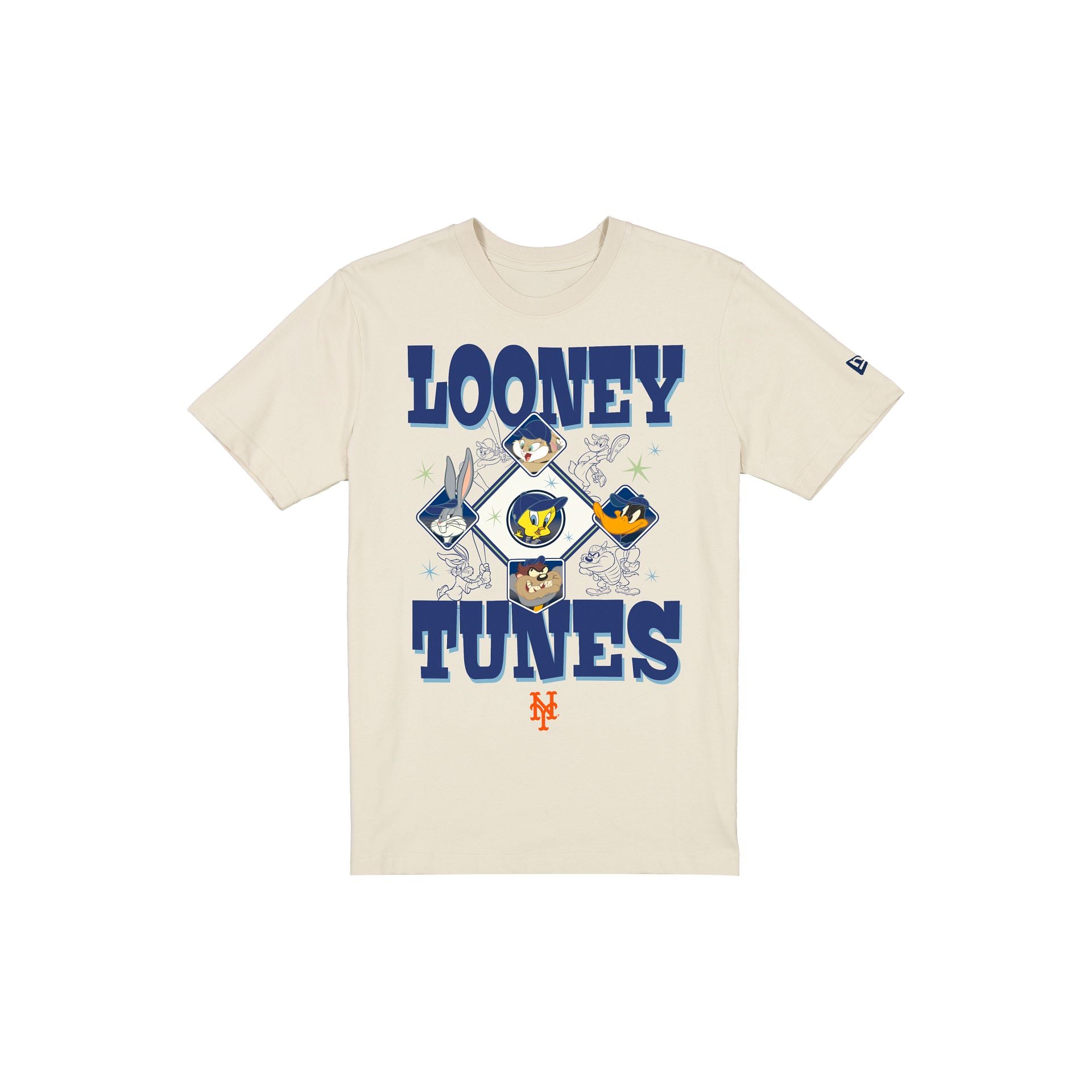 New York Mets Looney Tunes Diamond Chrome White T-Shirt