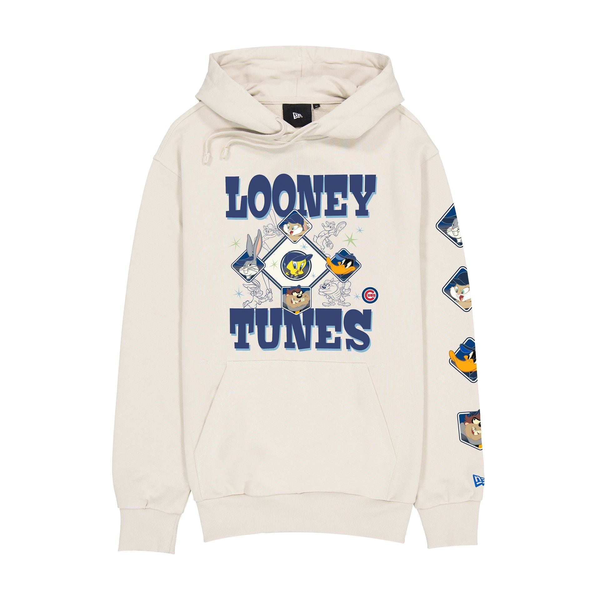 Chicago Cubs Looney Tunes Diamond Chrome White Hoodie