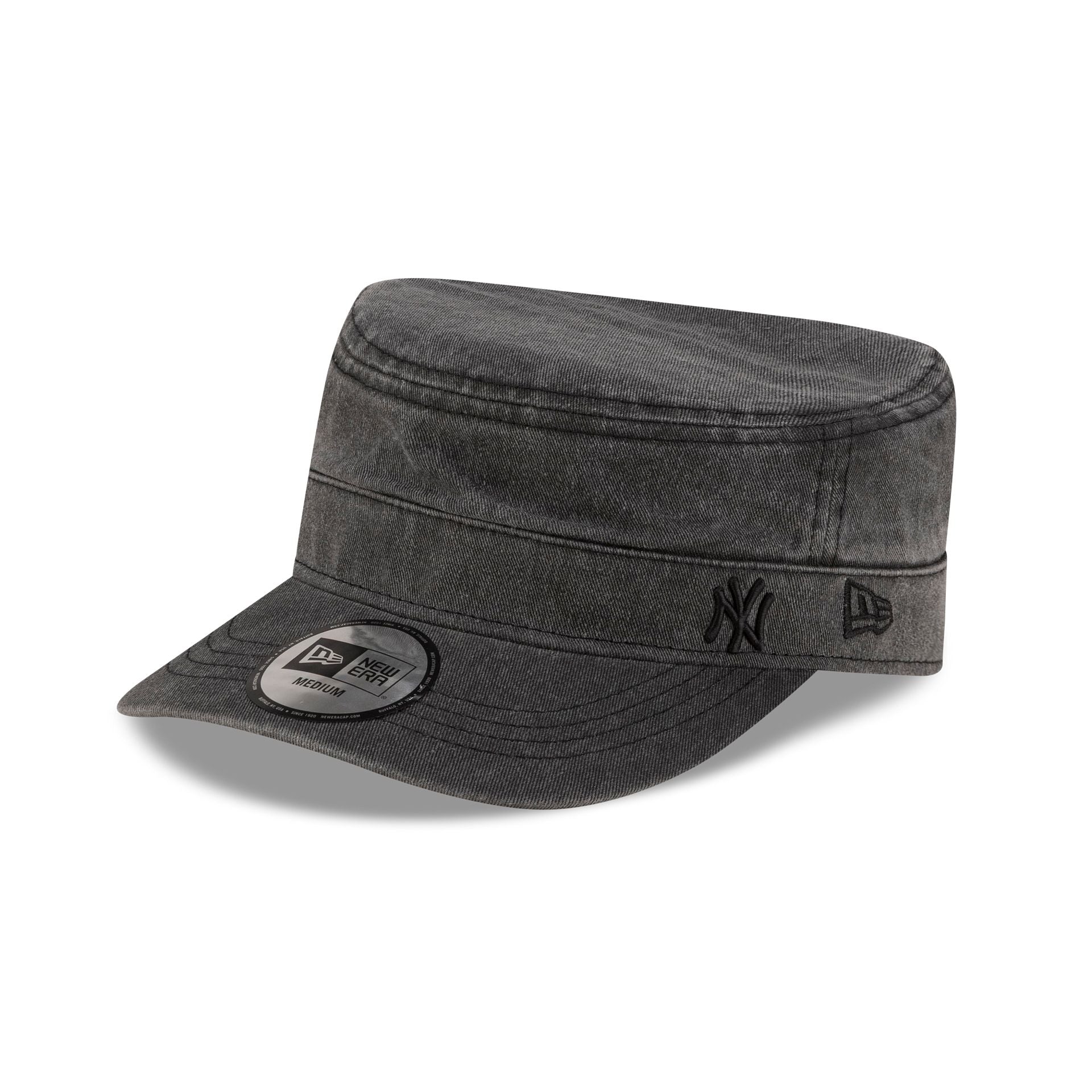 New York Yankees Pigment Dye Black Military Cap