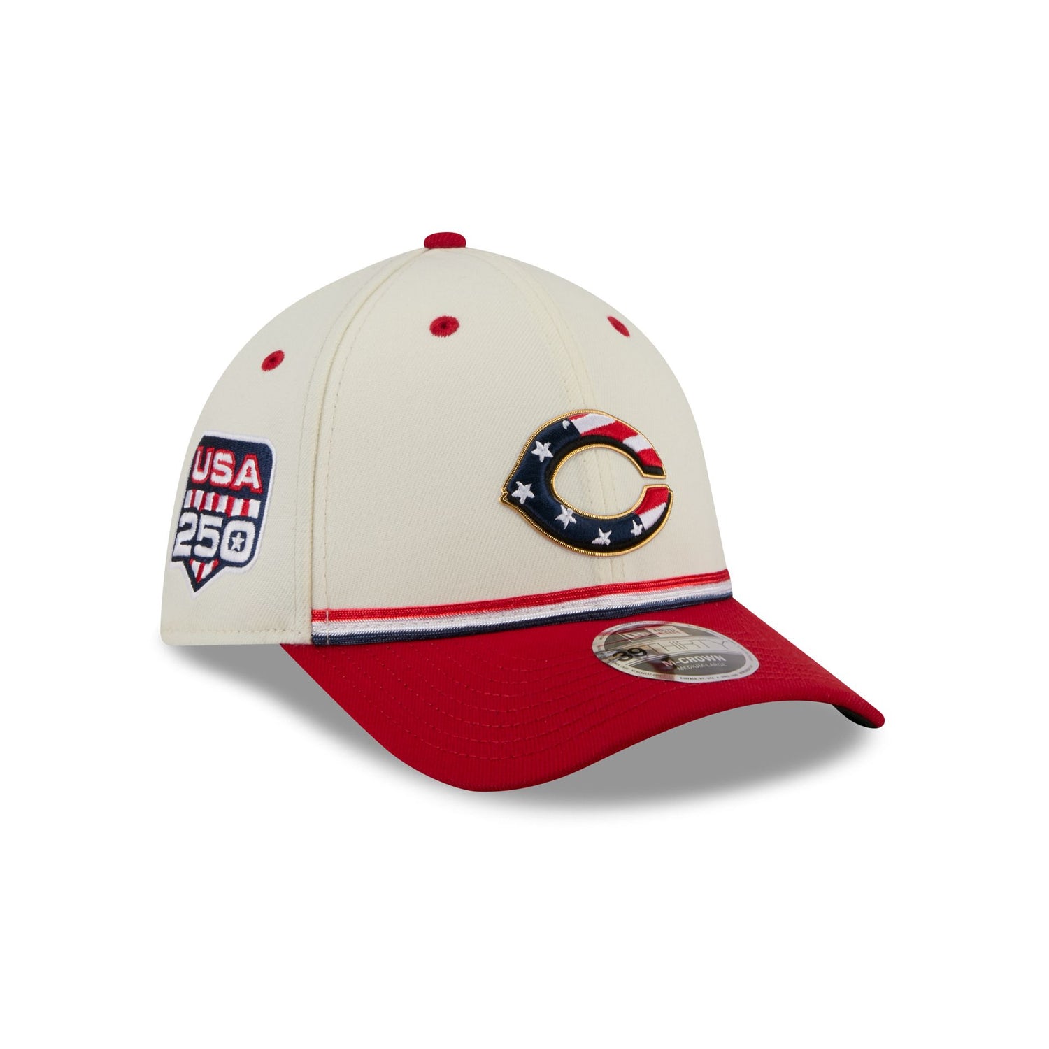Cincinnati Reds Independence Day 2026 39THIRTY M-Crown Stretch Fit Hat