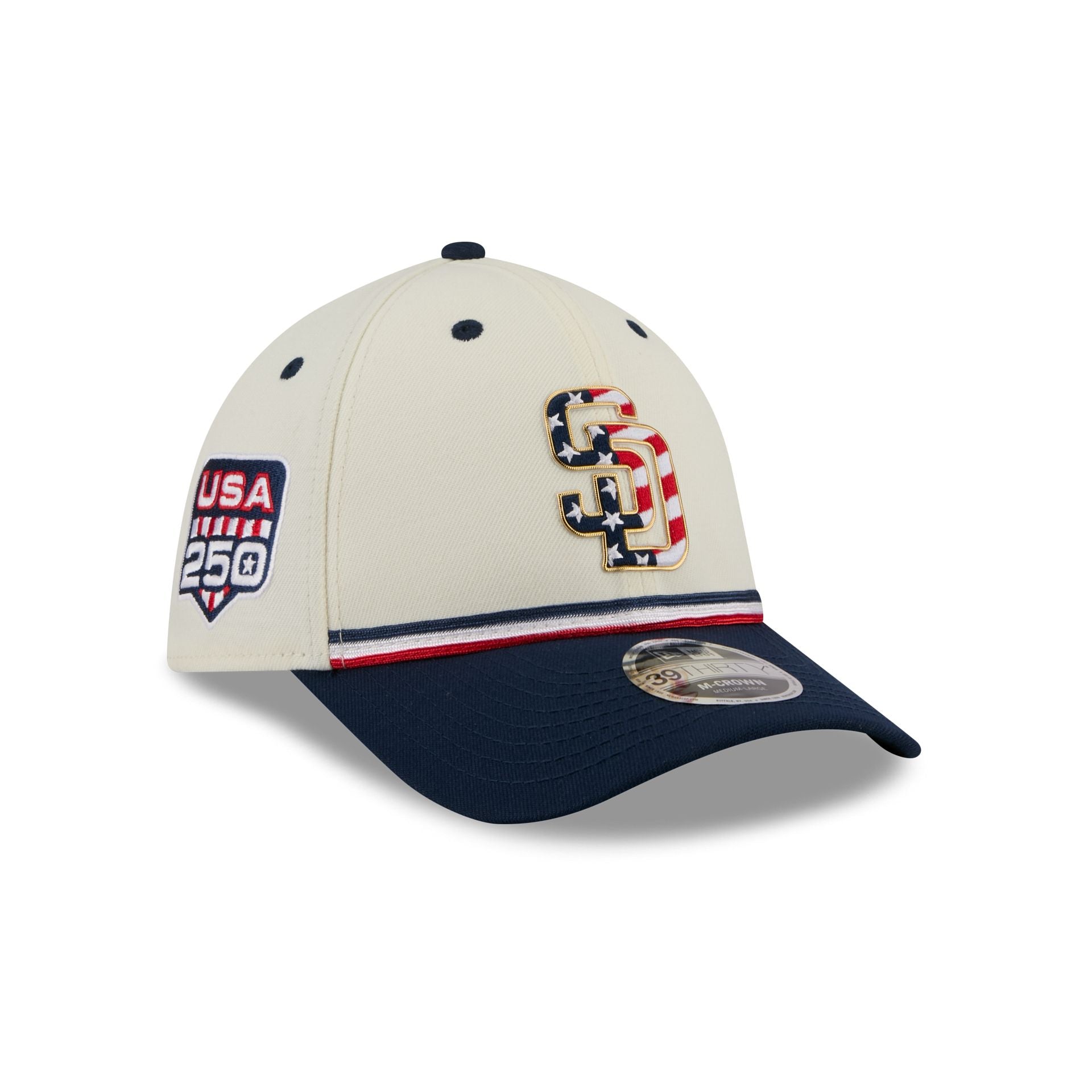 San Diego Padres Independence Day 2026 39THIRTY M-Crown Stretch Fit Hat