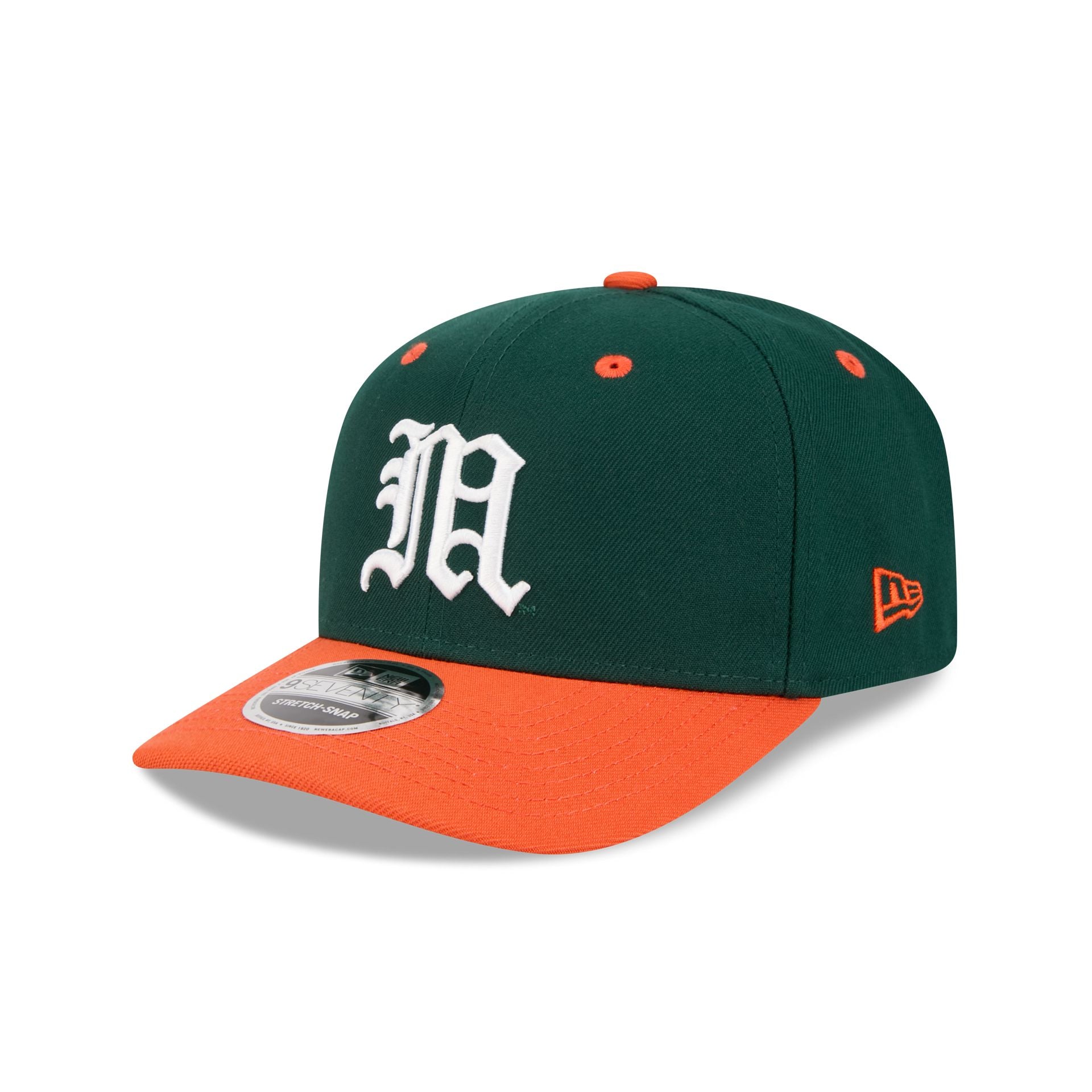 New Era x adidas Miami Hurricanes Dark Green 9SEVENTY Stretch-Snap Hat