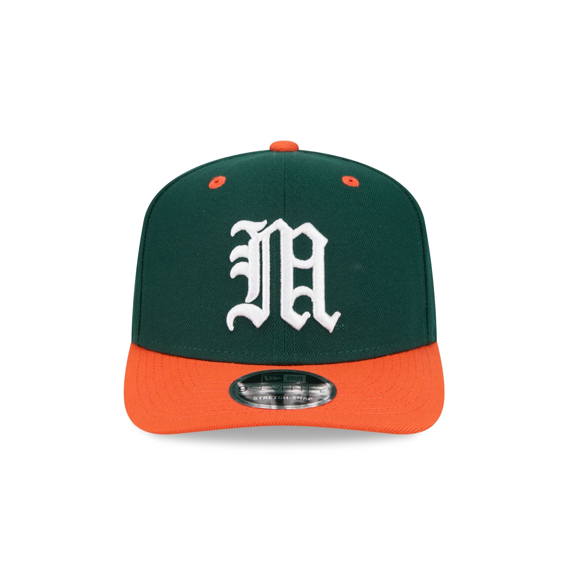 New Era x adidas Miami Hurricanes Dark Green 9SEVENTY Stretch-Snap Hat