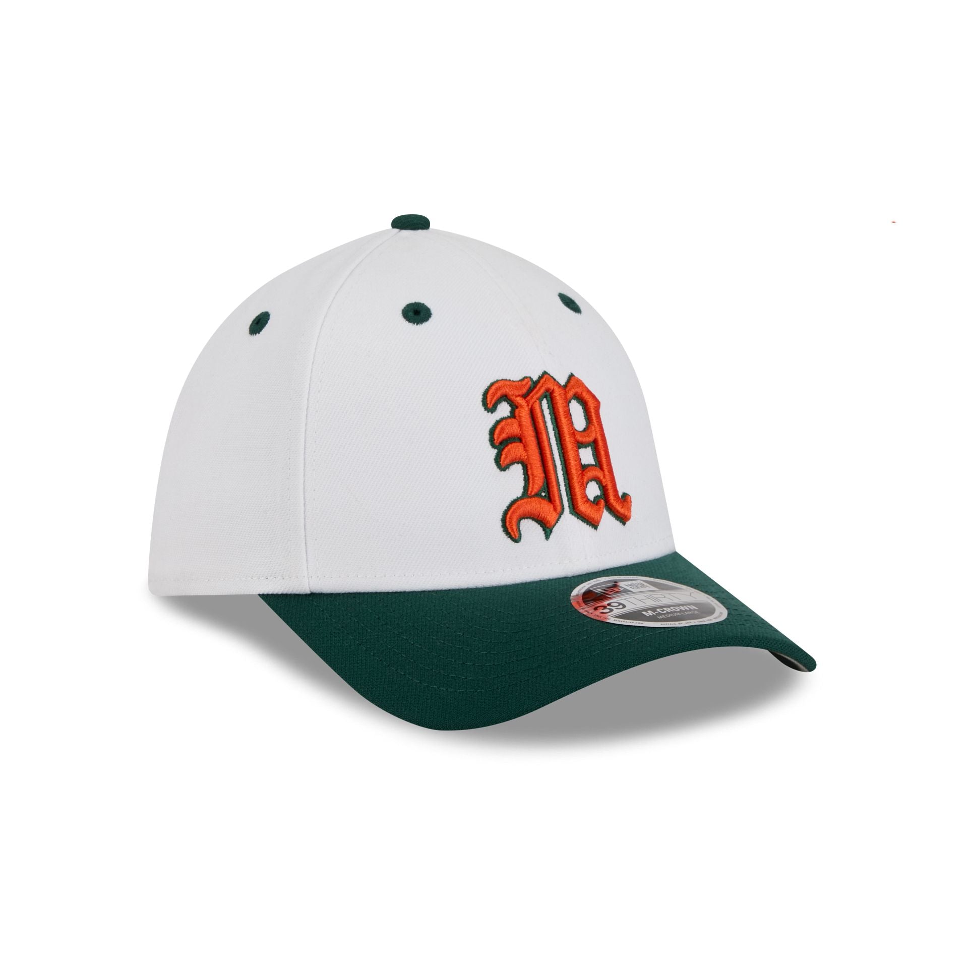 New Era x adidas Miami Hurricanes White 39THIRTY M-Crown Stretch Fit Hat