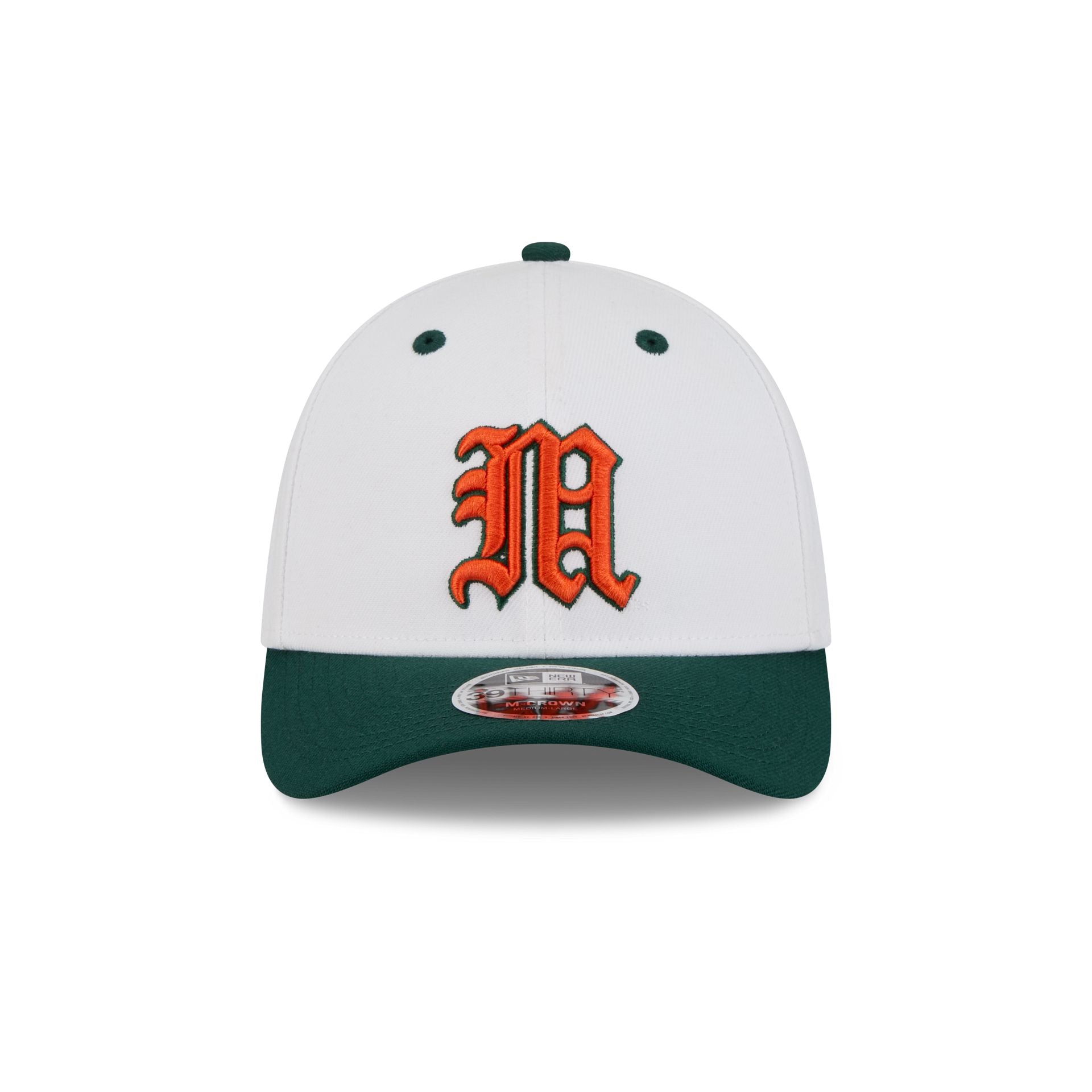 New Era x adidas Miami Hurricanes White 39THIRTY M-Crown Stretch Fit Hat