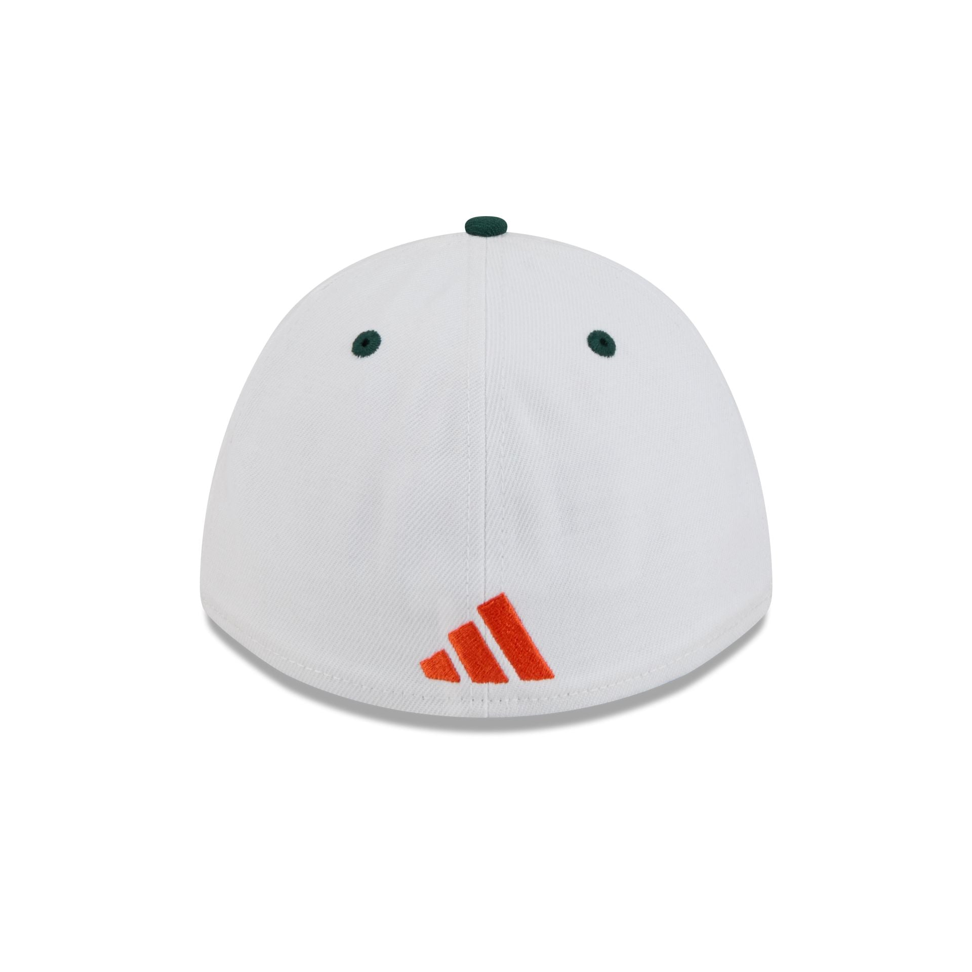 New Era x adidas Miami Hurricanes White 39THIRTY M-Crown Stretch Fit Hat