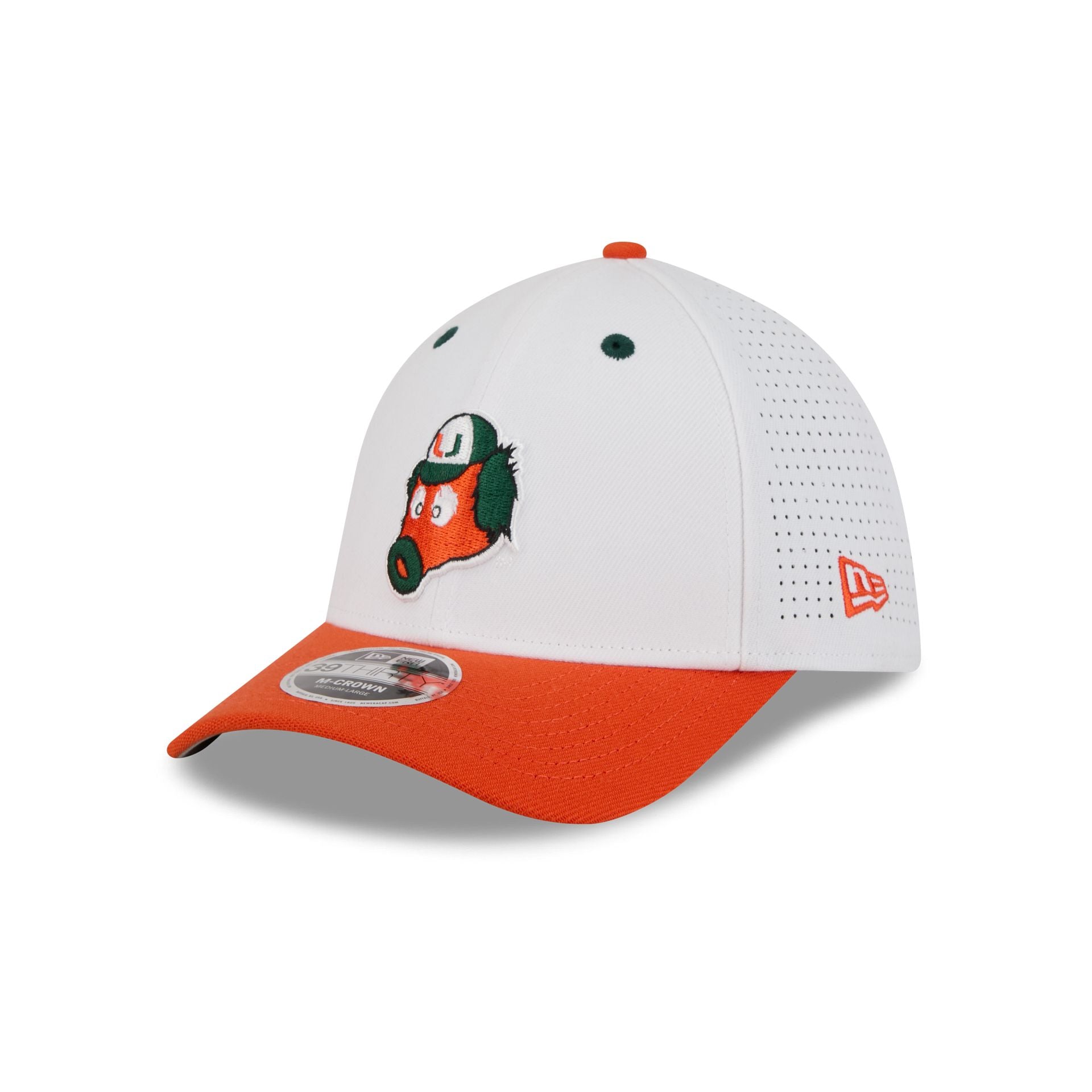 New Era x adidas Miami Hurricanes White Mascot 39THIRTY M-Crown Stretch Fit Hat