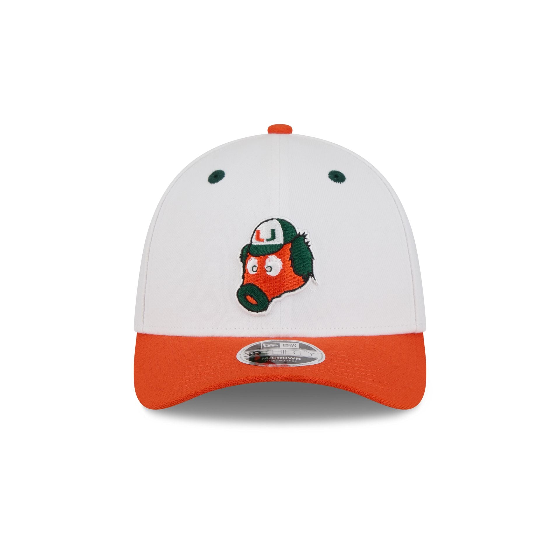 New Era x adidas Miami Hurricanes White Mascot 39THIRTY M-Crown Stretch Fit Hat