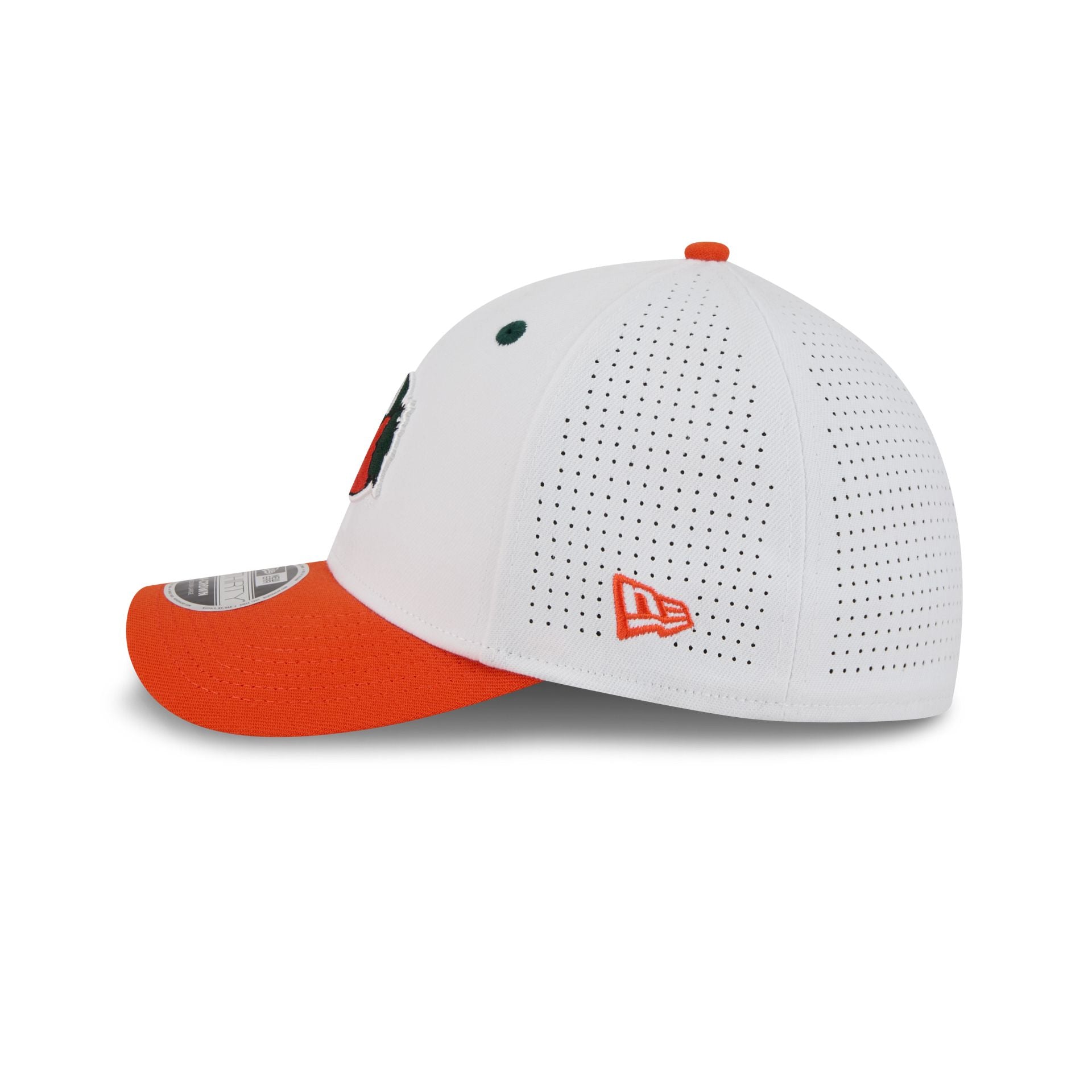 New Era x adidas Miami Hurricanes White Mascot 39THIRTY M-Crown Stretch Fit Hat