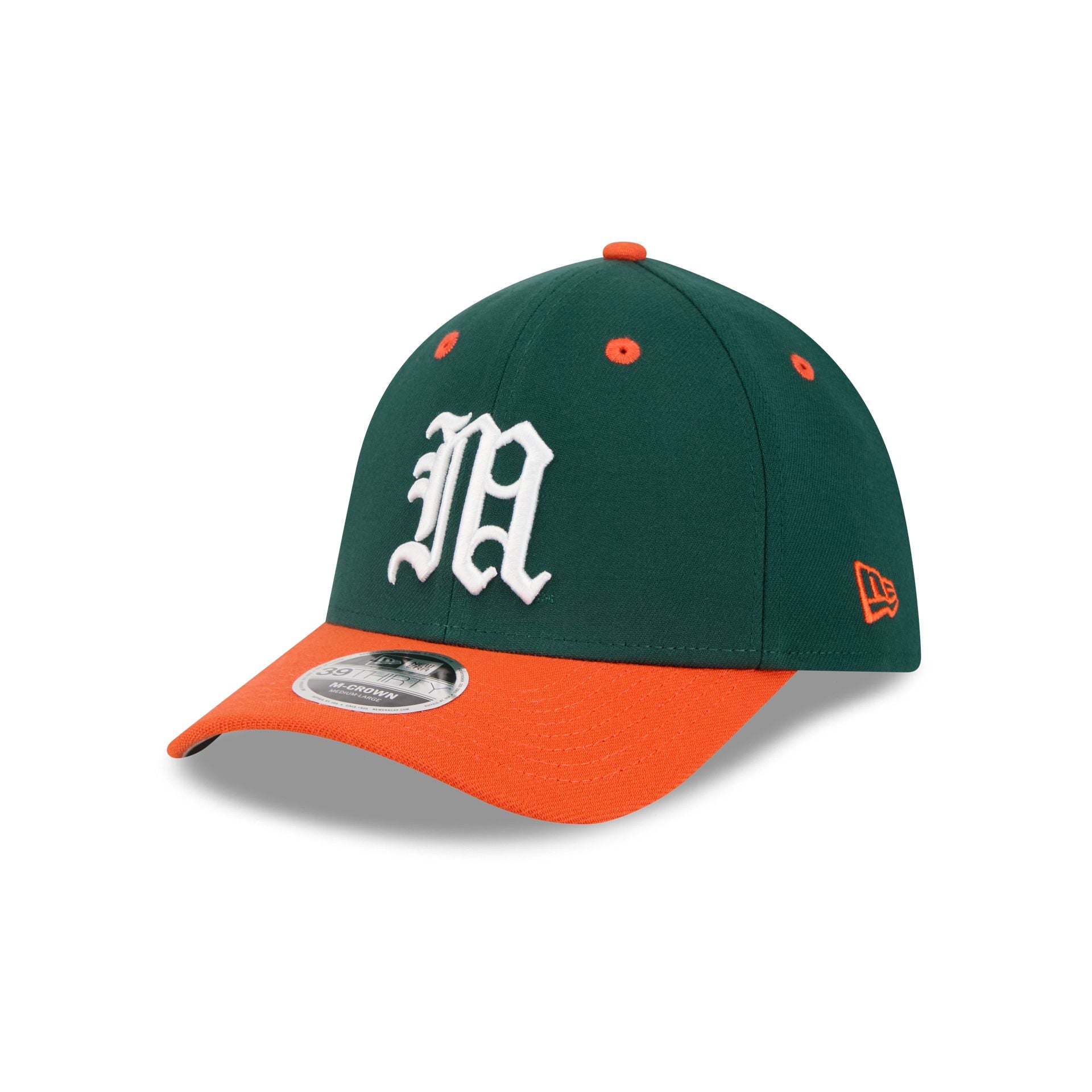 New Era x adidas Miami Hurricanes Dark Green 39THIRTY M-Crown Stretch Fit Hat