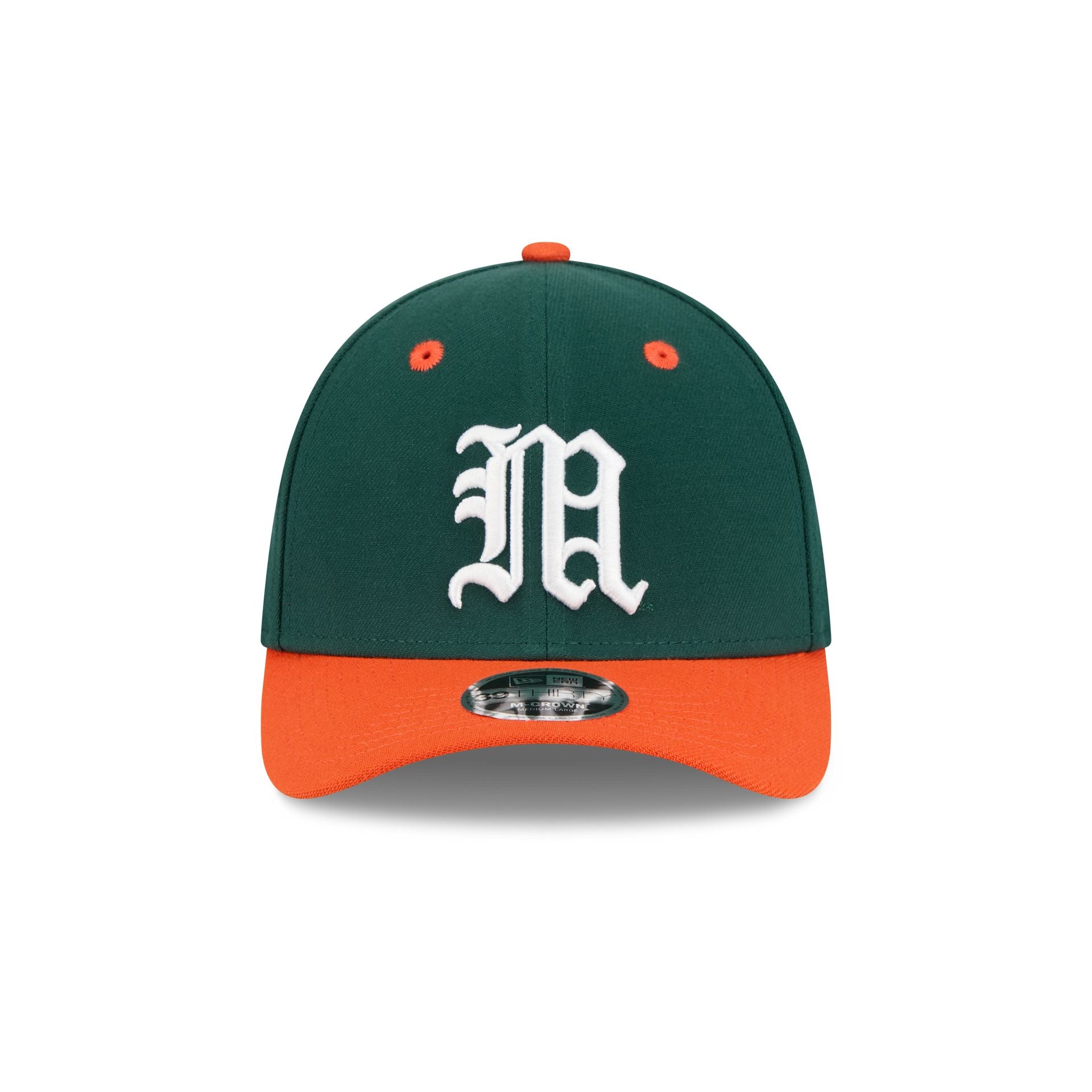 New Era x adidas Miami Hurricanes Dark Green 39THIRTY M-Crown Stretch Fit Hat