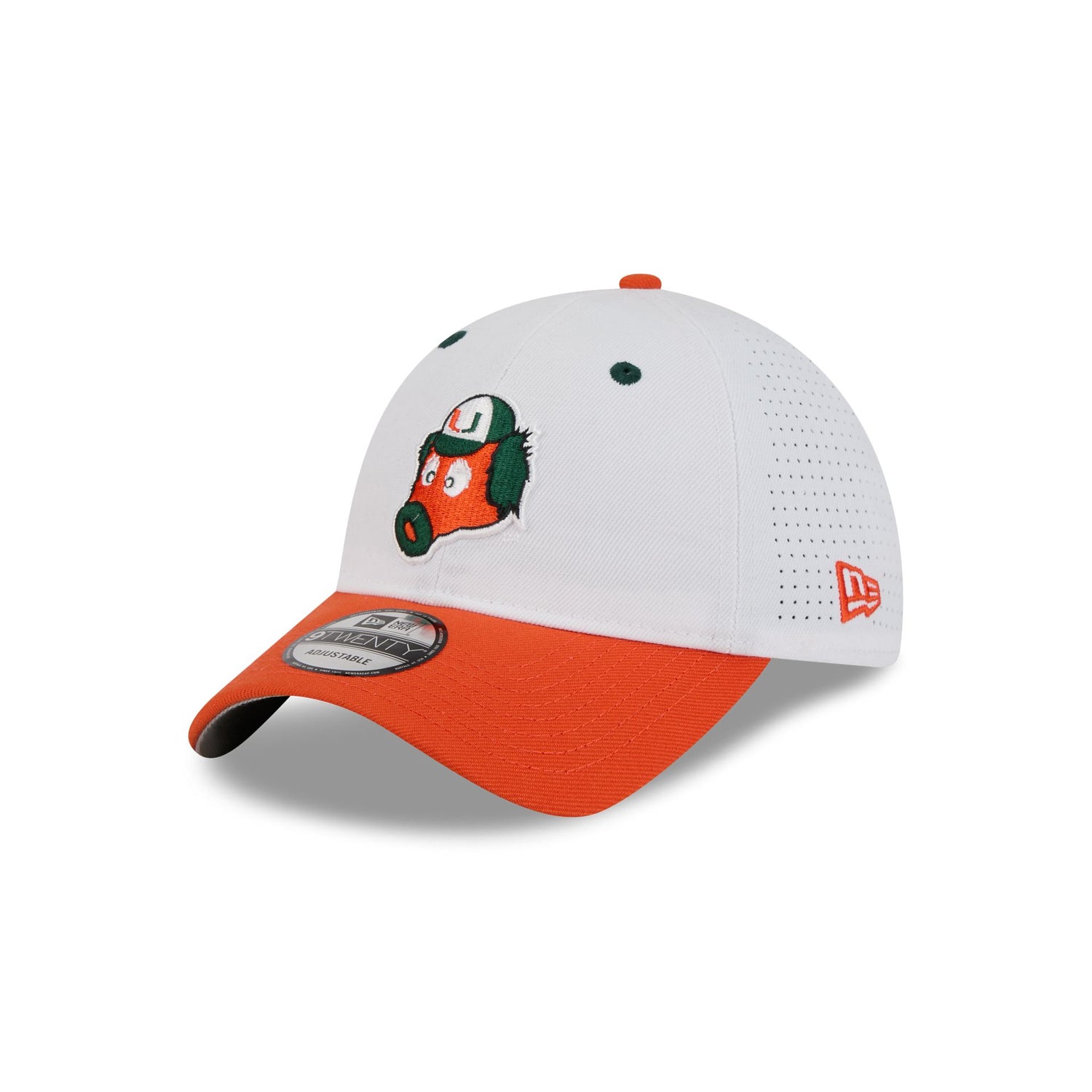 New Era x adidas Miami Hurricanes White Mascot 9TWENTY Adjustable Hat